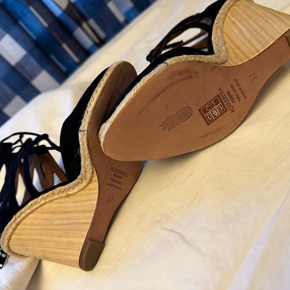 Aquazzura Black suede wedges. - Picture 4 of 6